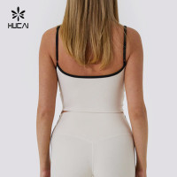 Custom Yoga Tank Top Square Neck Splicing Hit Stripe Adjustable|HUCAI Sportswear Manufacturer