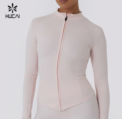 HUCAI OEM Sportswear Spandex Zip up Lightweight Slim Fit Quick Dry Yoga Jacket Women