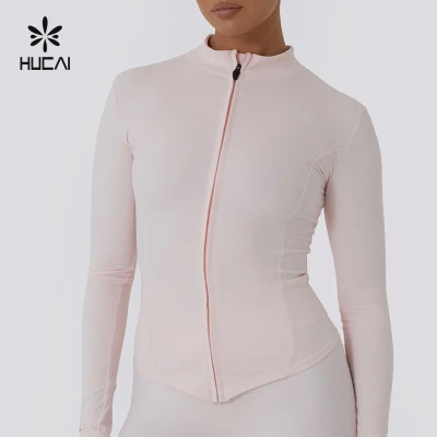 HUCAI OEM Sportswear Spandex Zip up Lightweight Slim Fit Quick Dry Yoga Jacket Women