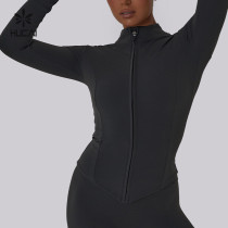 HUCAI OEM Sportswear Spandex Zip up Lightweight Slim Fit Quick Dry Yoga Jacket Women
