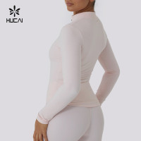 HUCAI OEM Sportswear Spandex Zip up Lightweight Slim Fit Quick Dry Yoga Jacket Women