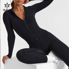 HUCAI OEM Sportswear Spandex Zip up Lightweight Slim Fit Quick Dry Workout Jacket Women