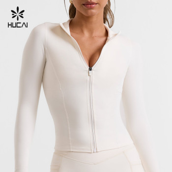 HUCAI OEM Sportswear Spandex Zip up Lightweight Slim Fit Quick Dry Workout Jacket Women