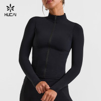 HUCAI OEM Sportswear Spandex Zip up Lightweight Slim Fit Quick Dry Workout Jacket Women