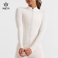 HUCAI OEM Sportswear Spandex Zip up Lightweight Slim Fit Quick Dry Workout Jacket Women