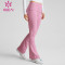 HUCAI OEM Custom Yoga Leggings Flared Ankle Adjustable Foldover Waistband Bootcut
