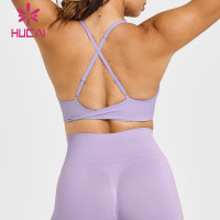 HUCAI Sportswear Custom Sports Bras High Quality Removable Pads V-neckline Adjustable Straps