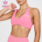 HUCAI Sportswear Custom Sports Bras High Quality Removable Pads V-neckline Adjustable Straps