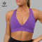 HUCAI Sportswear Custom Sports Bras High Quality  Sexy Deep V Neck Padded Cross Back