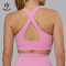 HUCAI Sportswear Custom Sports Bras High Quality  Sexy Deep V Neck Padded Cross Back