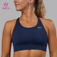 HUCAI Sportswear Custom U Neck Removable Padding Adjustable Cross Back Training Sports Bra
