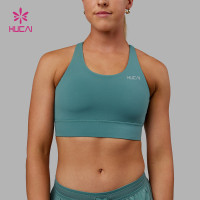 HUCAI Sportswear Custom U Neck Removable Padding Adjustable Cross Back Training Sports Bra
