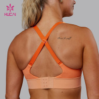 HUCAI Sportswear Custom U Neck Removable Padding Adjustable Cross Back Training Sports Bra