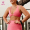 HUCAI Sportswear Custom logo Polyester Sexy Deep V Neck Front Twist Women Sports Yoga Bra