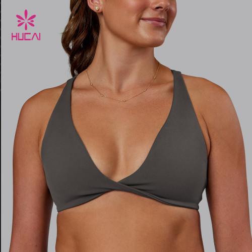 Custom High Quality Women's Sports Bra Polyester Ligth Impact Bras | HUCAI sportswear manufacturer