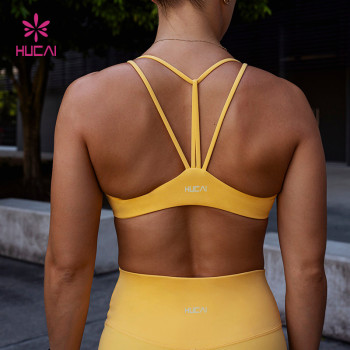 Custom High Quality Women's Sports Bra Polyester Ligth Impact Bras | HUCAI sportswear manufacturer
