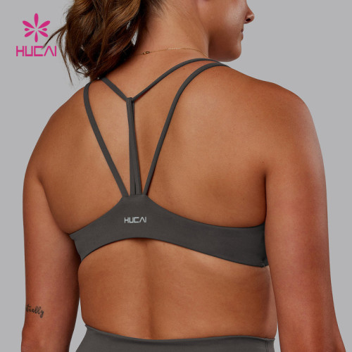 Custom High Quality Women's Sports Bra Polyester Ligth Impact Bras | HUCAI sportswear manufacturer
