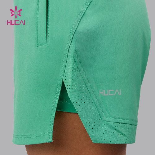 Custom High Quality Women's  2-in-1 Fitness Training Shorts | HUCAI Sportswear Manufacturer
