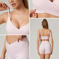 Custom Lululemon-Inspired Naked Feel Fabric Sports Bra And V-Waist Butt-Lifting Yoga Shorts Set