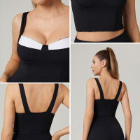 HUCAI Custom high-end yoga clothing Sculpting Fit with Curved Cup Design Contrast Sports Bra