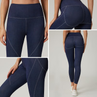 HUCAI Custom high-end Denim-Look High-Stretch Sweat-Wicking Sports Leggings