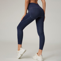 HUCAI Custom high-end Denim-Look High-Stretch Sweat-Wicking Sports Leggings