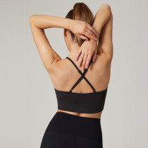 HUCAI Custom Brushed Yoga Fabric Hollow-Out Detail Thin-Strap High-Stretch Yoga Tank Top