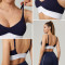 HUCAI Custom V-Hem Black and White Colorblock Yoga Bra in Lululemon-Inspired Fabric