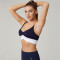 HUCAI Custom V-Hem Black and White Colorblock Yoga Bra in Lululemon-Inspired Fabric
