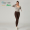 HUCAI Custom Viscose Spandex Square Neck Stretchy Ribbed Slim Fit Women Long Sleeve Yoga Top