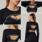 HUCAI Custom Cropped Seamline Pullover in Kardashian-Inspired Fabric Layering Yoga Top