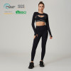 HUCAI Custom Cropped Seamline Pullover in Kardashian-Inspired Fabric Layering Yoga Top