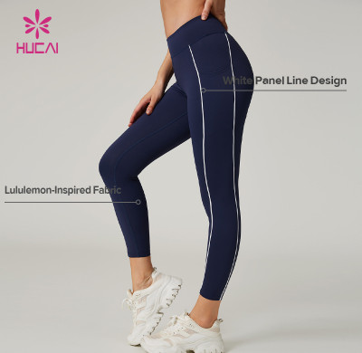 HUCAI Custom Slim Fit Yoga Leggings with Panel Stitching in Lululemon-Inspired Fabric
