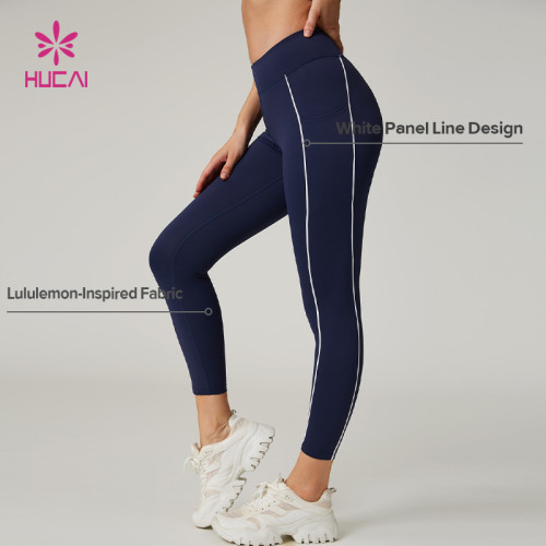 HUCAI Custom Slim Fit Yoga Leggings with Panel Stitching in Lululemon-Inspired Fabric