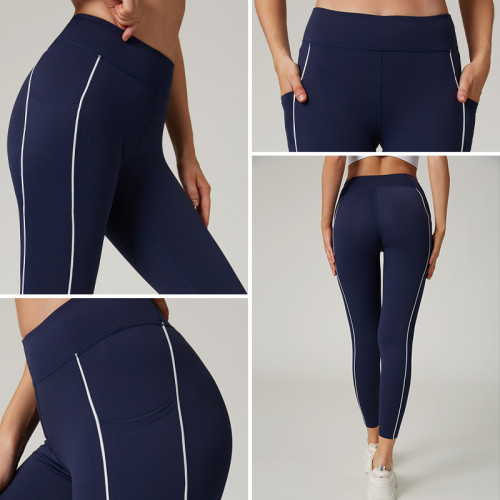 HUCAI Custom Slim Fit Yoga Leggings with Panel Stitching in Lululemon-Inspired Fabric