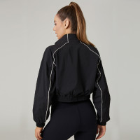 HUCAI Custom Women's Lightweight Cropped Jacket with Panel Stitching and Invisible Zip