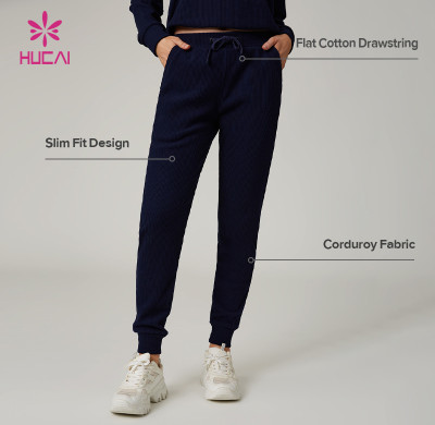 HUCAI Custom High Stretch Corduroy Slim Fit Women's Jogger Pants