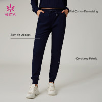 HUCAI Custom High Stretch Corduroy Slim Fit Women's Jogger Pants
