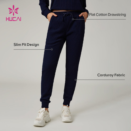 HUCAI Custom High Stretch Corduroy Slim Fit Women's Jogger Pants