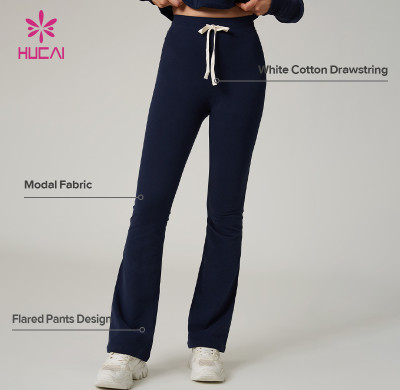 HUCAI Custom Women's High Quality Slim fit elastic sports casual flared pants