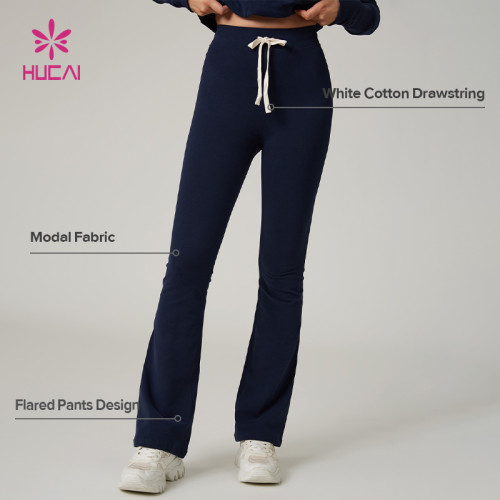 HUCAI Custom Women's High Quality Slim fit elastic sports casual flared pants