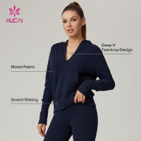 HUCAI Custom High Quality Deep V Modal Women's Hoodie