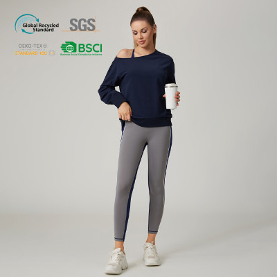 HUCAI Custom High Quality Asymmetrical Modal Off-Shoulder Sweatshirt For Women