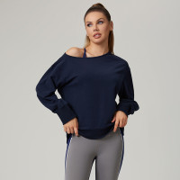 HUCAI Custom High Quality Asymmetrical Modal Off-Shoulder Sweatshirt For Women