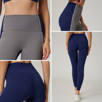 HUCAI Custom Environmentally Friendly Recycled Fiber Color Blocked High Waisted Yoga Pants For Women