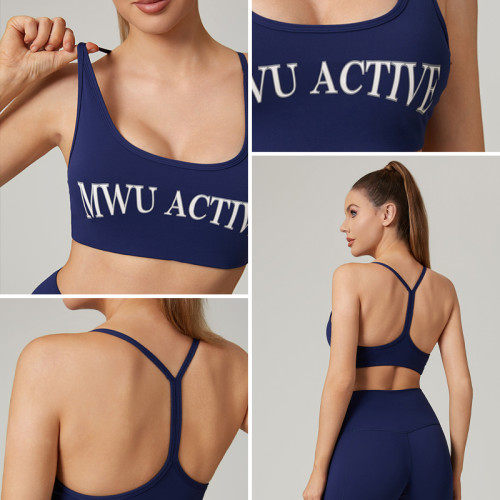 HUCAI Custom High Quality Preppy Style Recycled Printed Logo Sports Bra  For Women