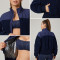 HUCAI Custom High Quality Cropped Sports Jacket with Faux Fur Panels Graphene Lining For Women