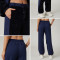 HUCAI Custom High Quality  Oversized Contrast Panels Corduroy Sports Pants For Women