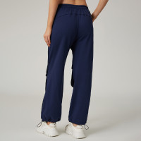 HUCAI Custom High Quality  Oversized Contrast Panels Corduroy Sports Pants For Women