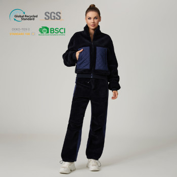 HUCAI Custom Environmental Imitation Lamb Wool Oversize Short Fitness Jacket For Women